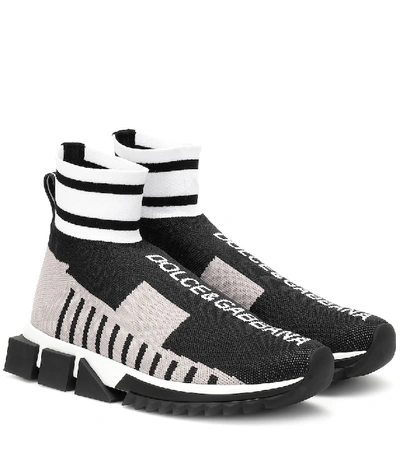 Shop Dolce & Gabbana Sorrento High-top Sock Sneakers In Grey