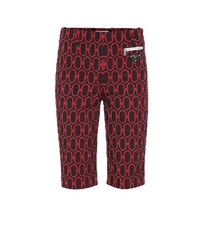 Shop Prada Diamond Jacquard Shorts In Red