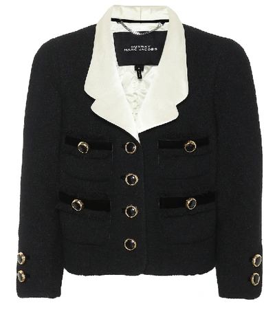 Shop Marc Jacobs Cropped Wool Tweed Jacket In Black