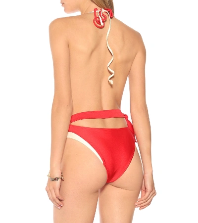Shop Gucci Embellished Swimsuit In Red