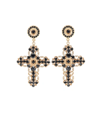 Shop Dolce & Gabbana Crystal Clip-on Earrings In Gold