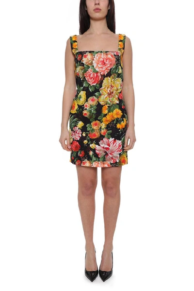 Shop Dolce & Gabbana Floral Print Mini Dress In Multi