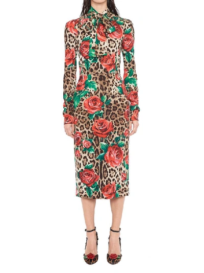 Shop Dolce & Gabbana Printed Midi Dress In Multi