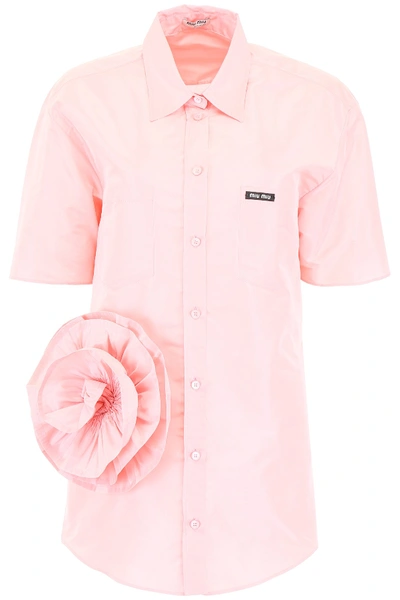 Shop Miu Miu Flower Detail Shirt In Pink