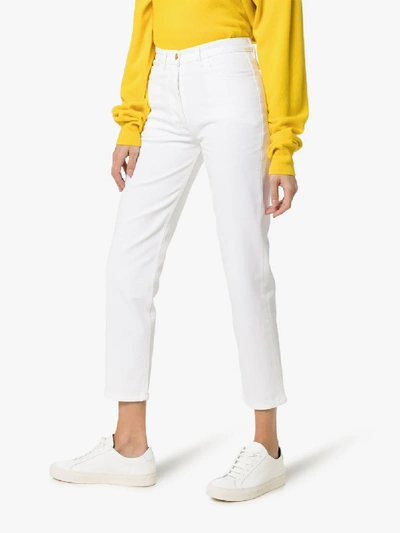 Shop A_plan_application Cropped Straight-leg Jeans In White