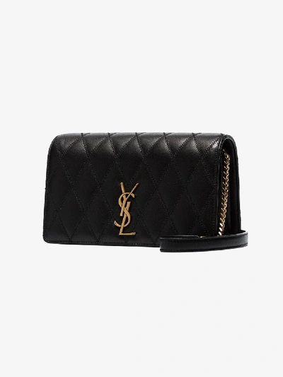 Shop Saint Laurent Black Angie Quilted Shoulder Bag