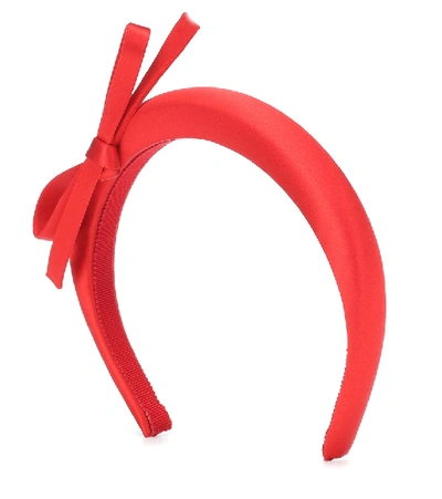 Shop Prada Satin Headband In Red