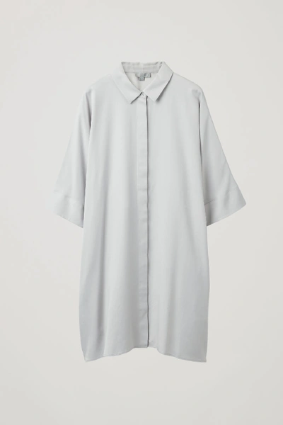 Shop Cos Draped Boxy Shirt Dress In Grey