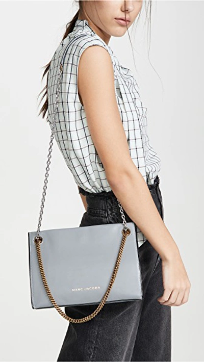 Double Link 27 Leather Bag Grey In Rock Gray gold