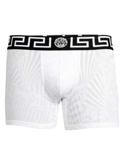 Shop Versace Stretch Cotton Trunks In Optical White