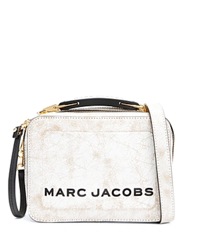 Shop Marc Jacobs The Box Small Leather Crossbody In Moon White/gold