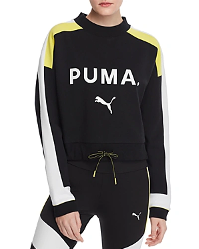 Shop Puma Chase Color-block Sweatshirt In Black