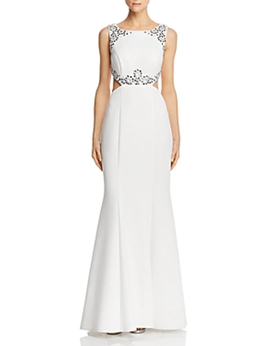 Shop Avery G Embellished Cutout Scuba Gown In Ivory