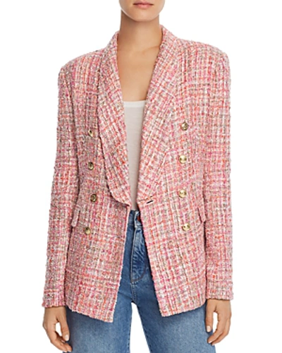 Shop Aqua Tweed Double-breasted Blazer - 100% Exclusive In Hot Pink