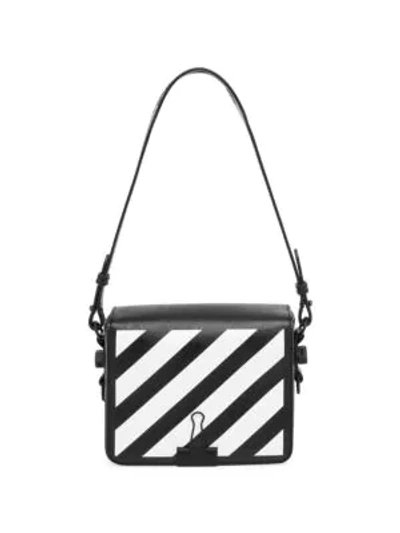 Shop Off-white Diagonal Stripe Shoulder Bag In Black White