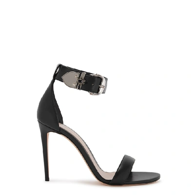 Shop Alexander Mcqueen 105 Black Leather Sandals In Black And Silver