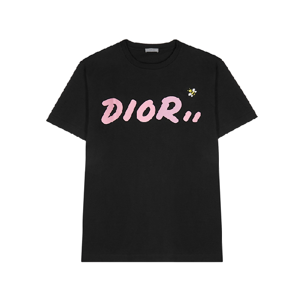 Dior X Kaws Logo Jersey T-shirt In Black | ModeSens