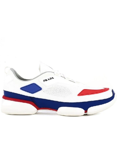 Shop Prada Sneakers Cloudbust In White And Blue