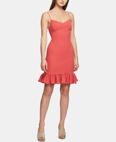 Shop 1.state Ruffle-hem A-line Dress In Coral Poppy