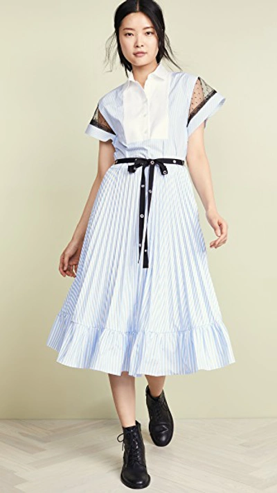 Shop Red Valentino Pleated Shirtdress In Nuvola