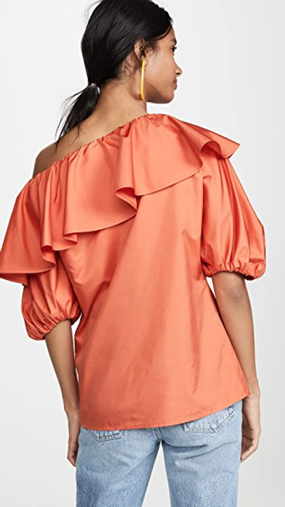 Shop Adeam Parachute Bow Blouse In Tiger Lily