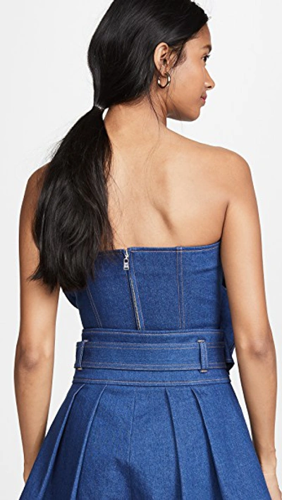 Shop Adeam Oversized Bow Bustier In Indigo