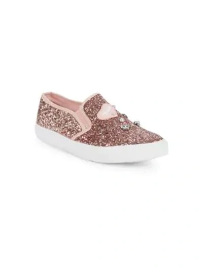 Shop Juicy Couture Little Girl's Embellished Glitter Slip-on Sneakers In Rose Gold