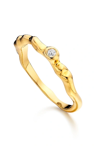 Shop Monica Vinader Siren Band Ring In Gold/ White Topaz