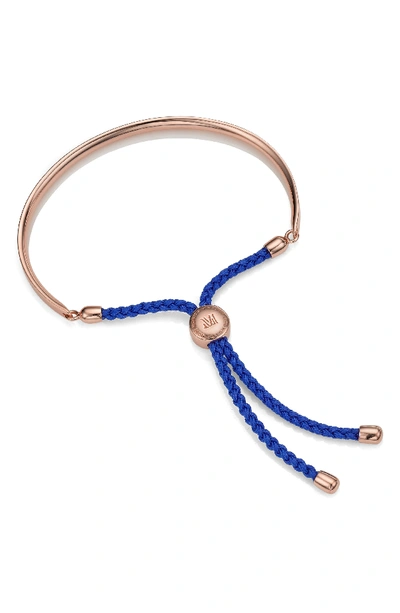 Shop Monica Vinader Engravable 'fiji' Friendship Bracelet In Rose Gold/ Majorelle Blue