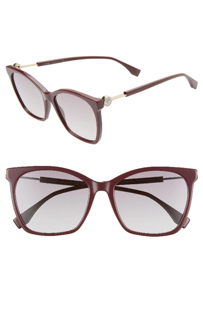 Shop Fendi 57mm Gradient Square Sunglasses - Plum