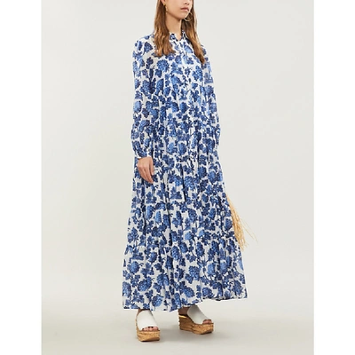 Shop Diane Von Furstenberg Kiara Cotton And Silk-blend Maxi Dress In Berries Ivory