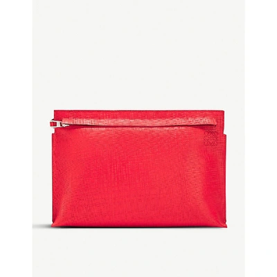 Shop Loewe Textured Leather T Pouch In Primary Red/palladiu