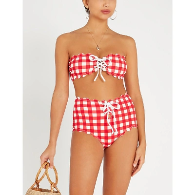 Shop Marysia Antibes Scalloped Bandeau Bikini Top In Maxi Cherry