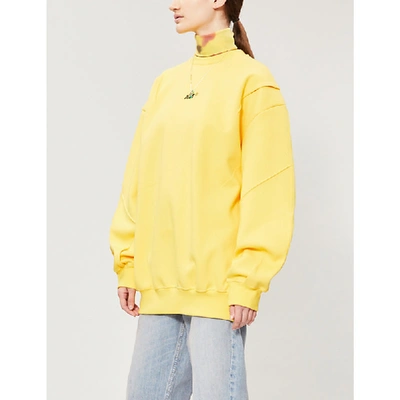 Shop Ader Error Logo Round-neck Cotton-blend Sweatshirt In Yellow