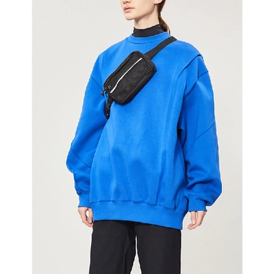 Shop Ader Error Logo Round-neck Cotton-blend Sweatshirt In Blue