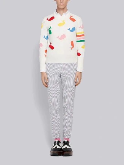 THOM BROWNE 4-BAR WHALE ICON INTARSIA PULLOVER