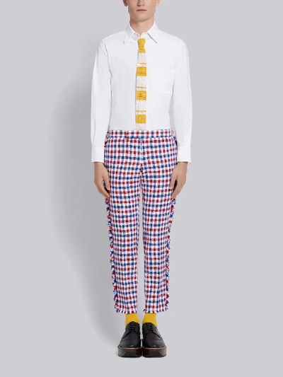Shop Thom Browne Frayed Gingham Skinny Trouser In Red