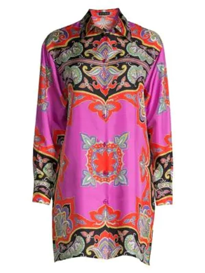 Shop Etro Paisley Silk Tunic Shirt In Multi