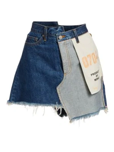 Shop Monse Inside-out Denim Skirt In Med Light Blue