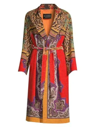 Shop Etro Sable Patchprint Belted Coat In Orange