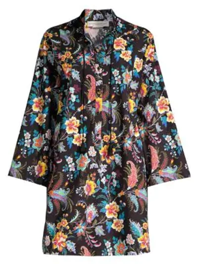 Shop Etro Fern Floral Paisley Cotton Dress In Black