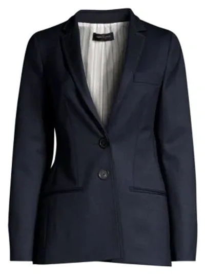 Shop Piazza Sempione Two-button Wool Jacket In Dark Blue