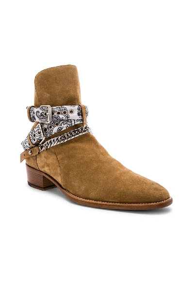 Shop Amiri White Bandana Buckle Boot In Tan