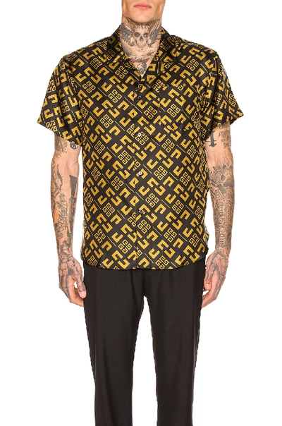 Shop Givenchy 4g Cubism Print Shirt In Black & Gold