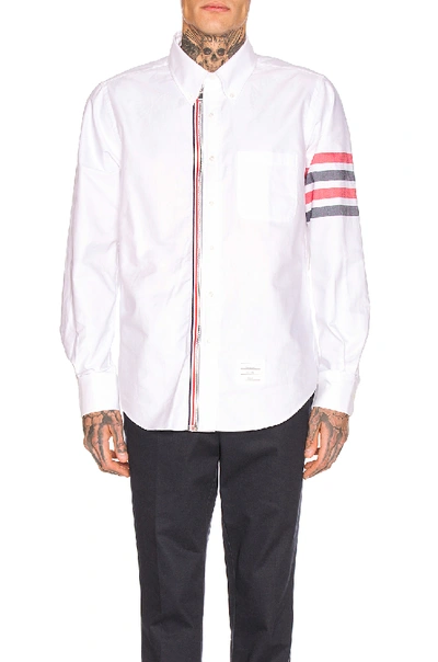 Shop Thom Browne Zip Front Shirt In Red, White & Blue