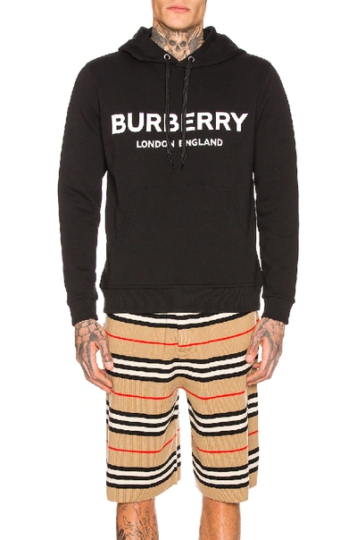 Shop Burberry Logo Print Hoodie In Black