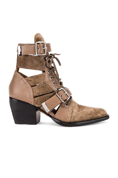 Shop Chloé Lace Up Buckle Boots In Motty Grey