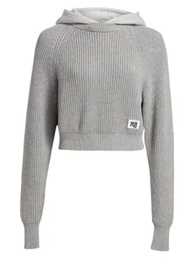 Shop Alexander Wang T Hooded Crewneck Sweater In Heather Grey