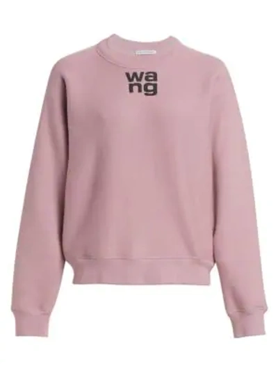 Shop Alexander Wang T Logo Fleece Crewneck Sweatshirt In Dusk