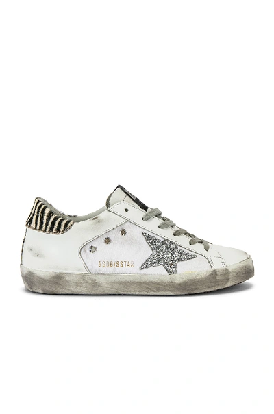 Shop Golden Goose Superstar Sneaker In White. In White & Silver Glitter